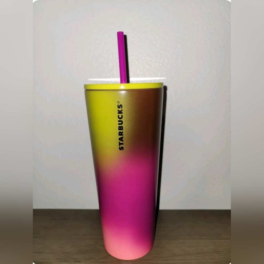 Starbucks 2022 Fall Pink Yellow Berry Gradient Stainless Venti Tumbler 24oz Cup